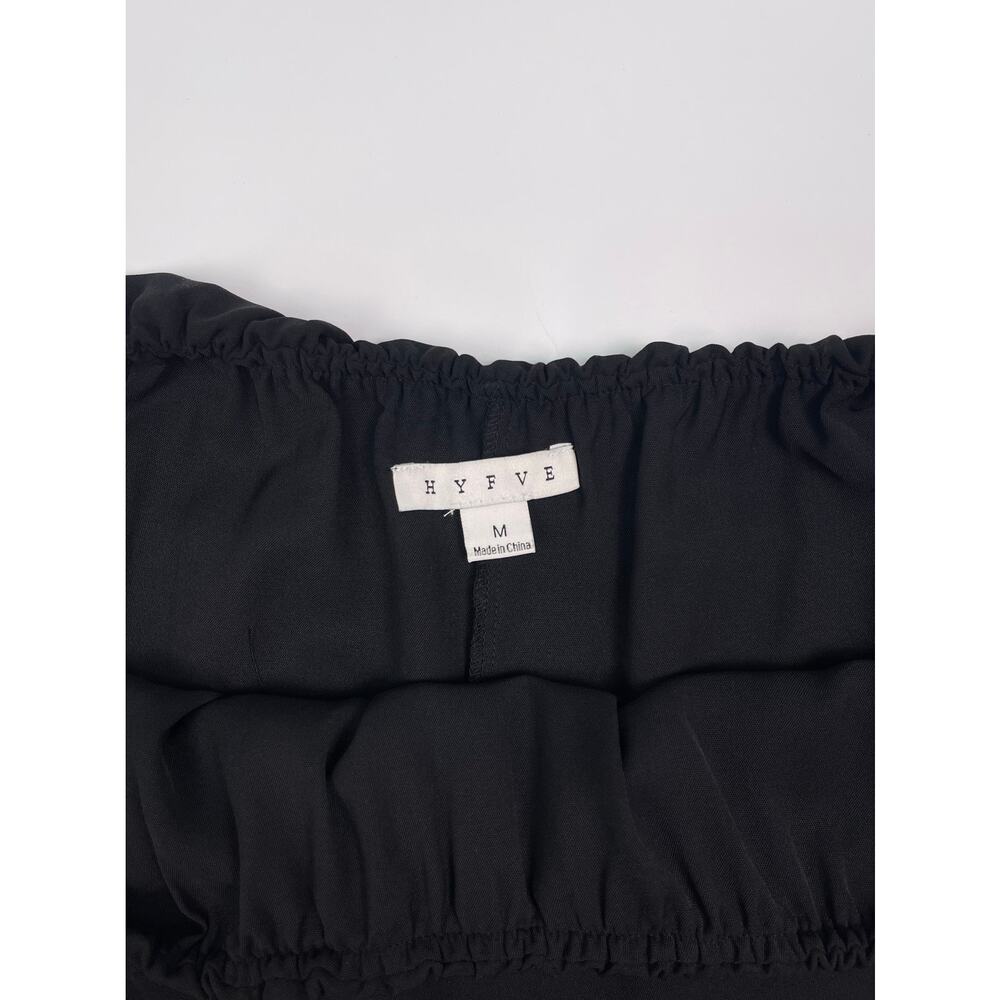 HYFVE Black Off Shoulder Ruffle Wide Leg Jumpsuit Size Medium - Picture 4 of 8